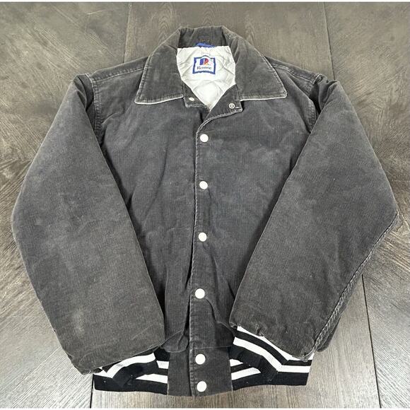 Vintage Rennoc Corduroy Jacket Black Gray Medium Quilted Lining Made in USA - Picture 2 of 10